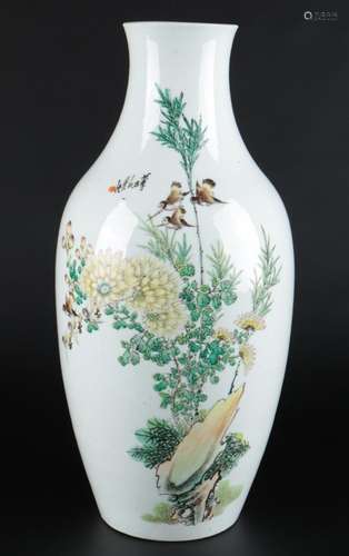 China chinese large vase with birds and chrysanthemums, groß...