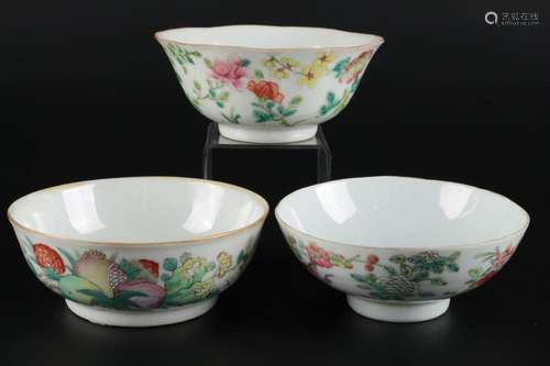 China 3 rice bowls, Reisschalen,