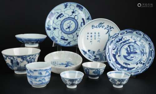 China bowls and couplings, Konvolut Schalen und Koppchen Bla...