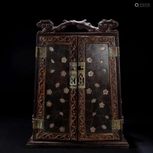 A Chinese Carved Rosewood Cabinet