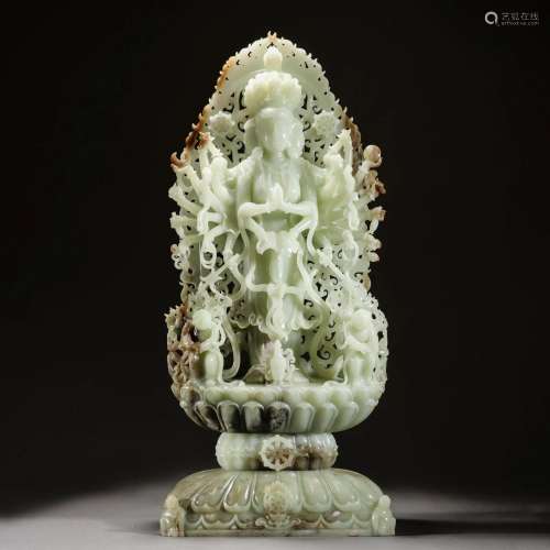 A Large Chinese Carved Avalokitesvara