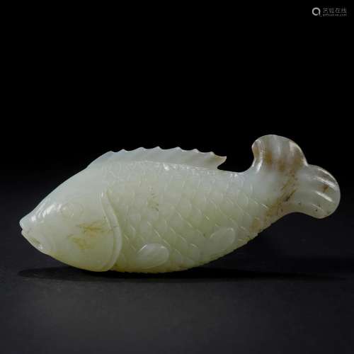 A Chinese Carved White Jade Fish