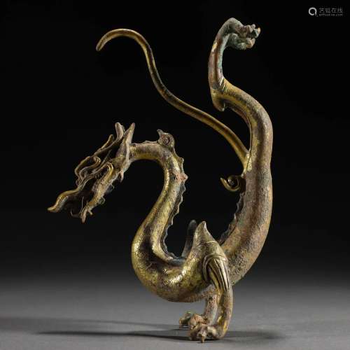 A Chinese Bronze-gilt Dragon Decoration