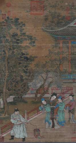 A Chinese Scroll Painting Signed Zhou Fang