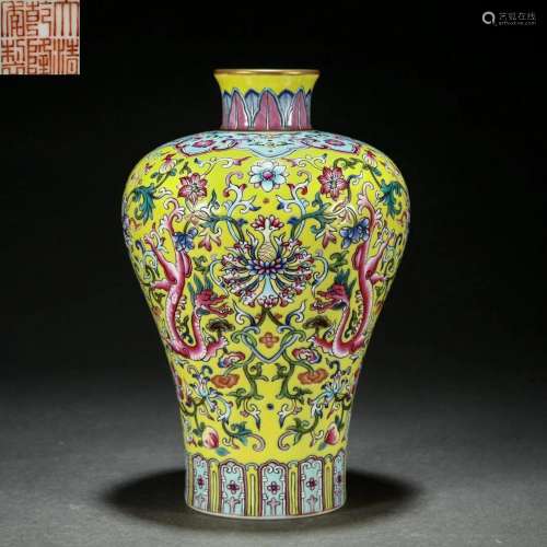A Chinese Falangcai Glaze Vase Meiping