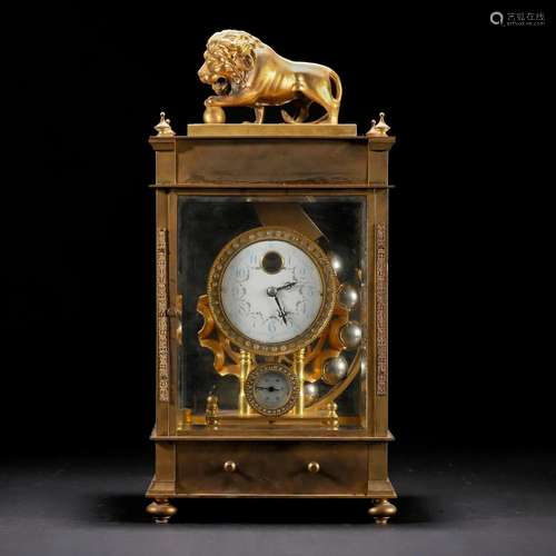 A Bronze Lion Clock