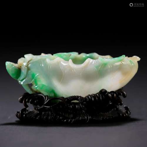 A Chinese Carved Jadeite Washer