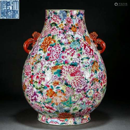 A Chinese Famille Rose Zun Vase