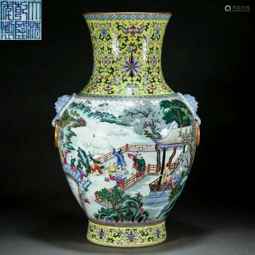 A Chinese Famille Rose Figural Story Zun Vase