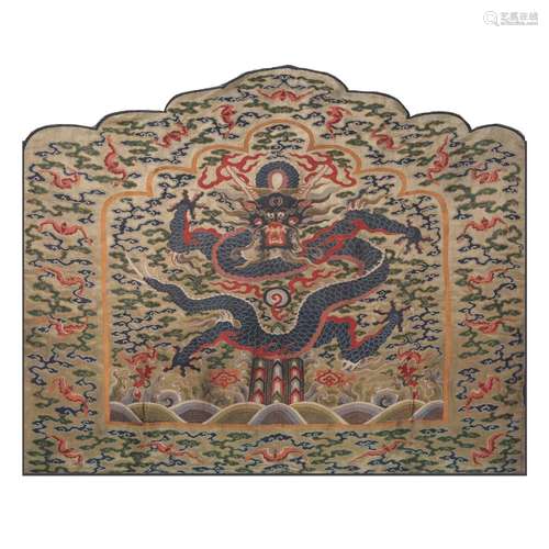 A Chinese Embroidered Dragon Pillow