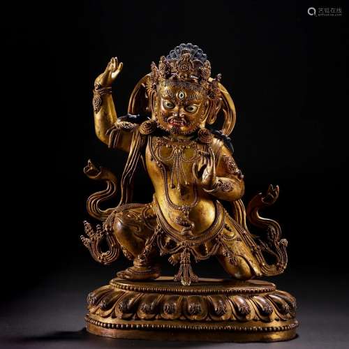 A Tibetan Bronze-gilt Protector