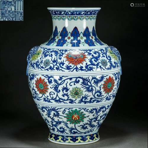A Chinese Underglaze Blue and Copper Red Jar