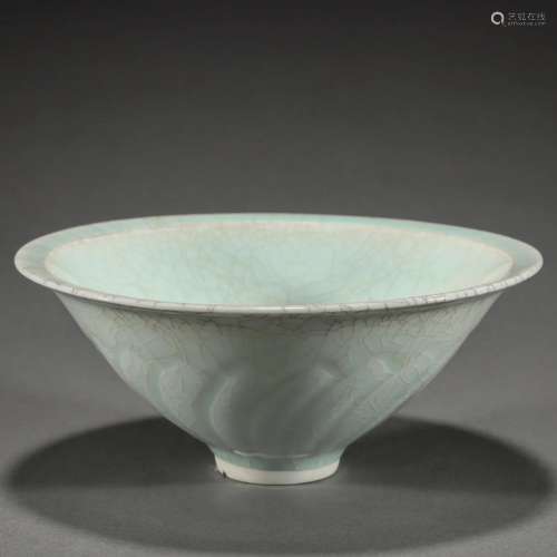 A Chinese Incised Yingqing Conical Bowl