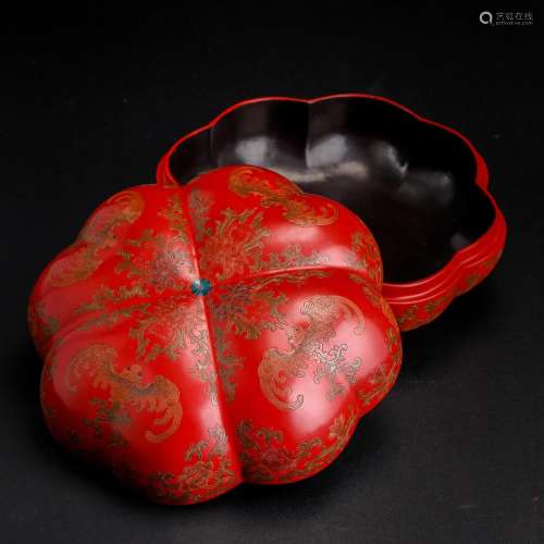 A Chinese Cinnabar Lacquer Box with Cover