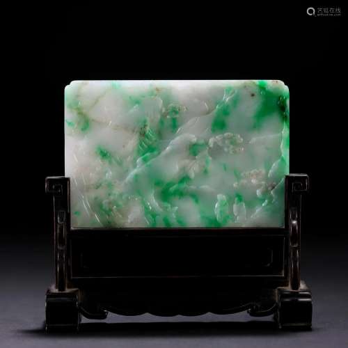 A Chinese Carved Jadeite Table Screen