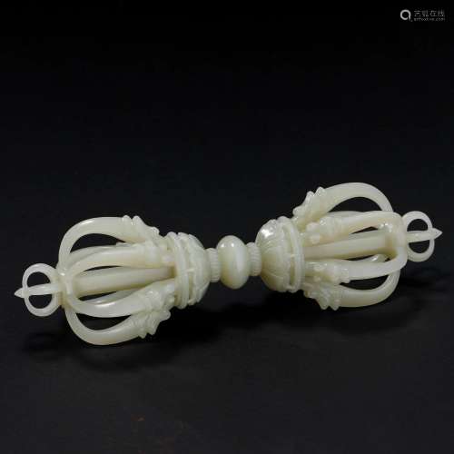 A Chinese Carved White Jade Vajra