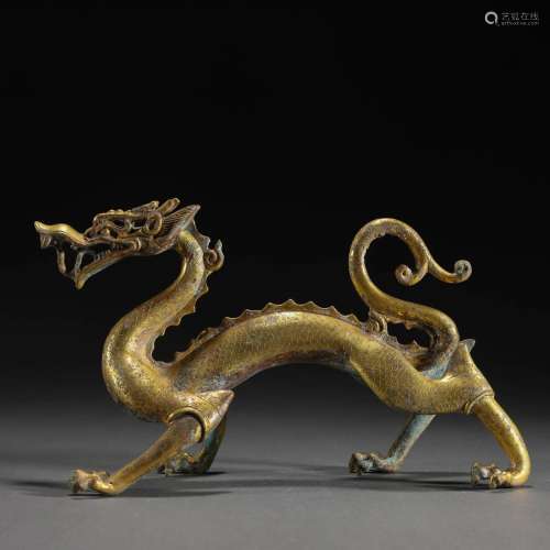 A Chinese Bronze-gilt Dragon
