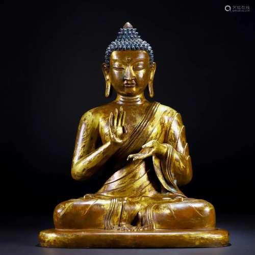 A Chinese Bronze Gilt Seated Buddha