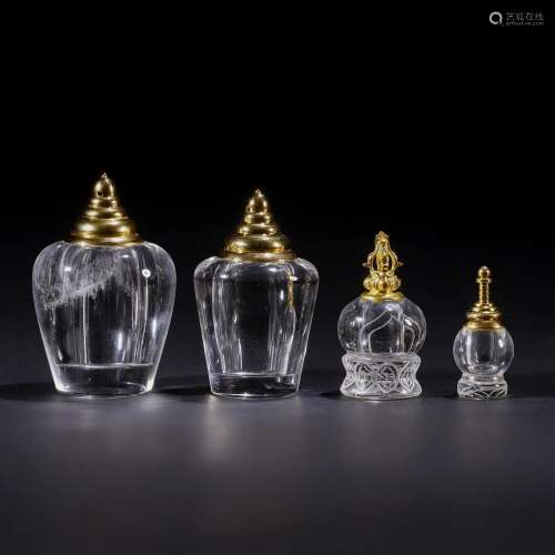 A Chinese Group of Four Carved Rock Crystal Buddhist Relics ...