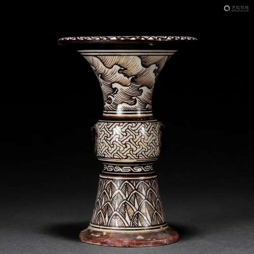 A Chinese Jizhou-type Beaker Vase Gu