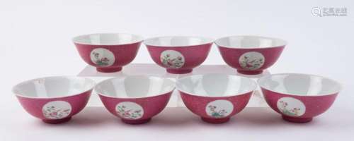 Set of six Chinese porcelain bowls decorated with lotus and ...