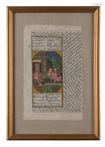 A pair of antique finely painted Indian watercolours of cour...