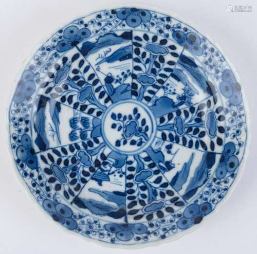 A Canton blue and white export ware saucer, Qing Dynasty, ci...