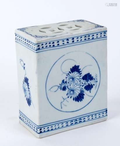 An antique Chinese blue and white porcelain headrest, Qing D...