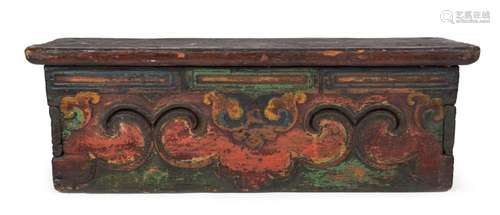 A Sino-Tibetan Buddhist alter, carved wood with polychrome f...