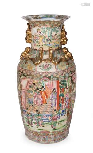 A monumental Chinese porcelain vase with enamel and gilt dec...