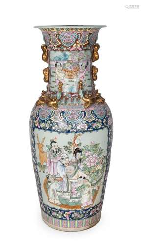 A monumental Chinese porcelain vase with enamel and gilt dec...