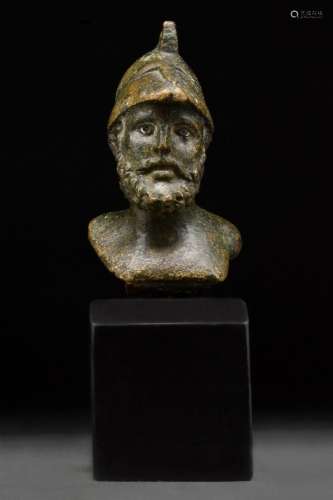 ROMAN BRONZE BUST OF MARS