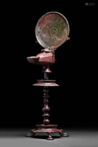 ROMAN LAMP WITH MIRROR ON PRICKET STAND