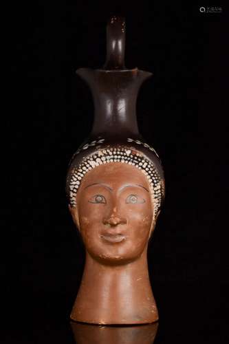 GREEK ATTIC FIGURAL OINOCHOE OF A LADY - EX. SOTHEBY'S