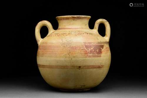 ANCIENT GREEK DAUNIAN POTTERY TWIN HANDLED JUG