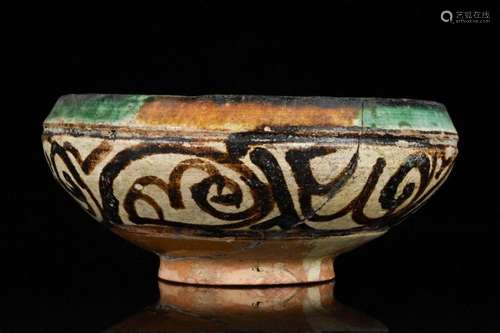 ANCIENT ISLAMIC / BYZANTINE GLAZED POTTERY BOWL