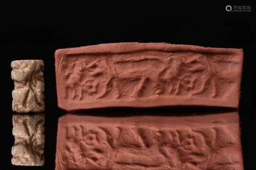 SUMERIAN HARDSTONE CYLINDER STAMP SEAL