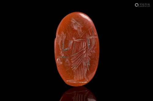 ROMAN CARNELIAN INTAGLIO WITH MONETA