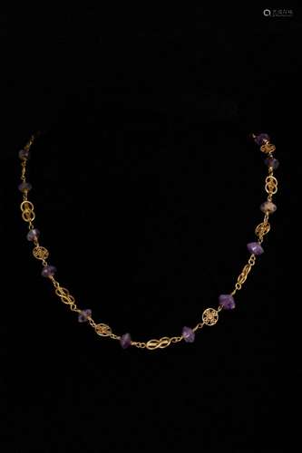 BYZANTINE GOLD NECKLACE WITH AMETHYST