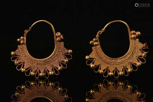 GREEK GOLD FILIGREE EARRINGS