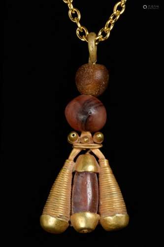 GREEK GOLD AND CARNELIAN FLY PENDANT