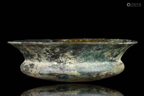 WESTERN ASIATIC BRONZE BOWL WITH ROSETTE AND CUNEIFORM INSCR...