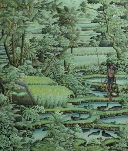 SADIA I Wayan (Indonesian b.1939), Rice Fields, Acrylic on C...