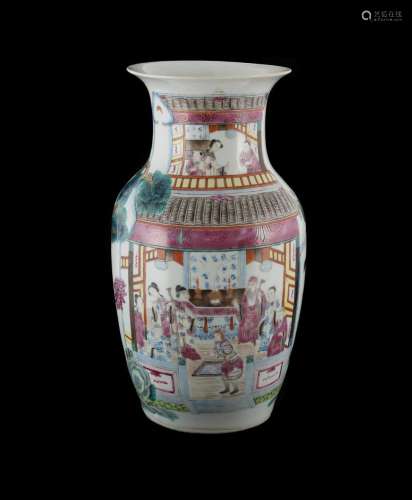 Chinese Republic Period Famille Rose Vase (H35cm)