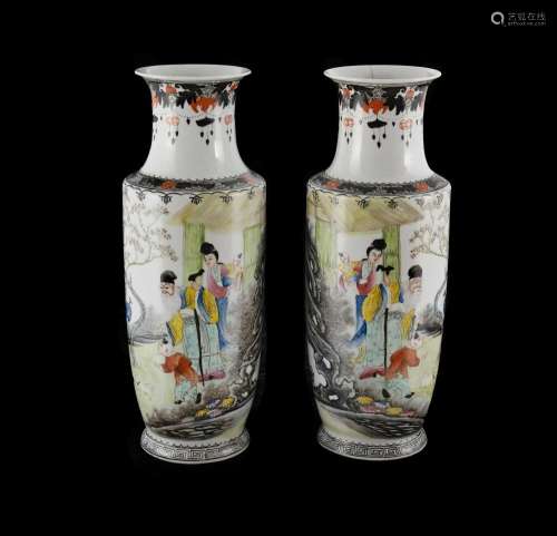 Pr Chinese Famille Rose Republic Period Vases A/F one with c...
