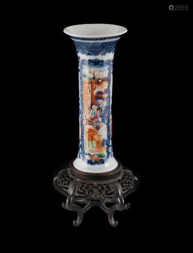 18th C Chinese Export Mandarin Pattern Vase & Later Stan...