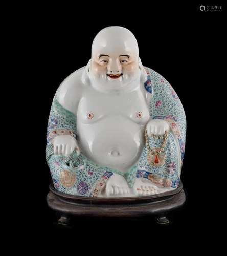 Chinese Republic Period Famille Rose Buddha Budai Wei Hong T...