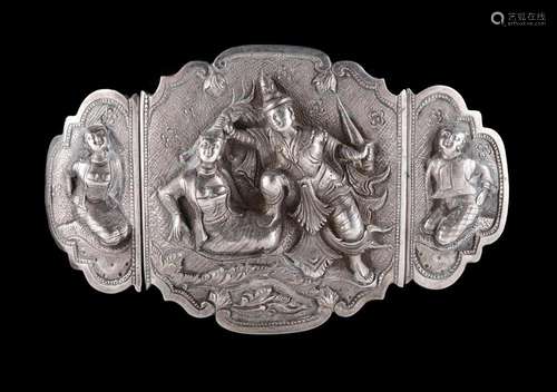 Burmese Silver Belt Buckle L14cm W155g