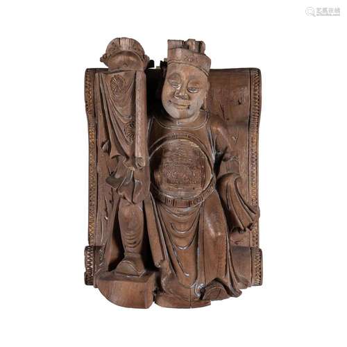 Chinese Wooden Carving of a Scholar. Mounted as wall hanging...