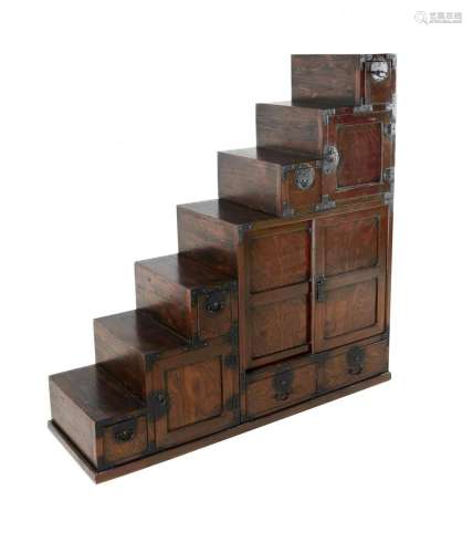 Japanese Style Kaidan (Step) Tansu. With iron fittings. H156...